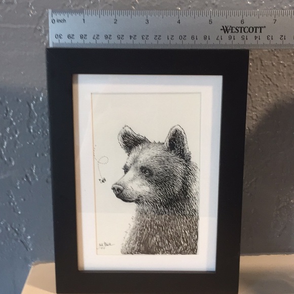 Signed Bear And Bee Pencil Art - Picture 5 of 6